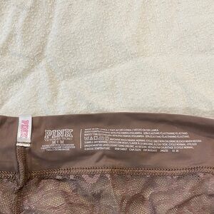 PINK Victoria's Secret Extra Low Rise Cheekster Brown Lace Panties